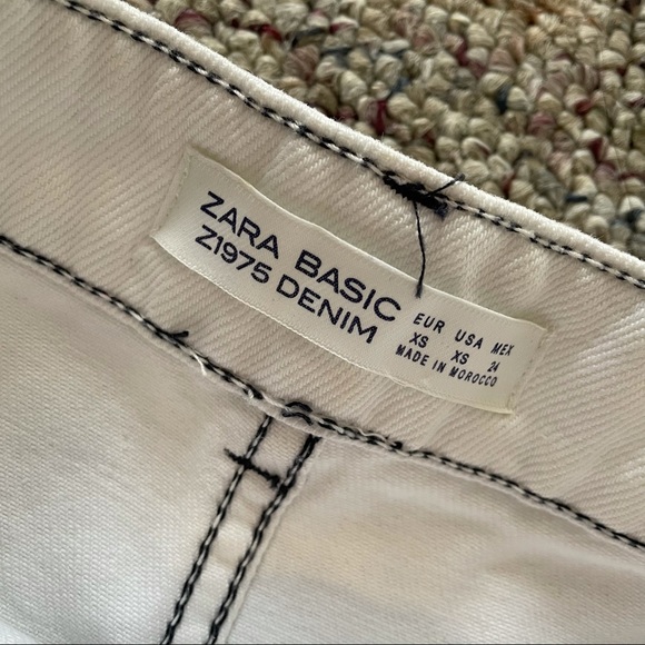 White Denim Skirt w/ Navy Stitching - Picture 4 of 6